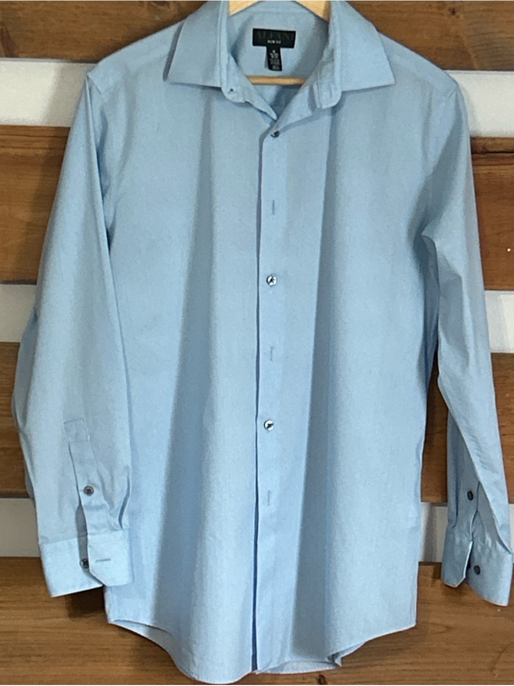 Alfani Men's Slim Fit Blue Geometric Button Down Shirt Preppy Office Size M